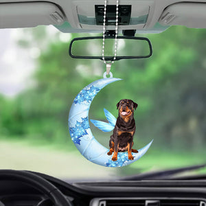 Rottweiler01 Angel From The Moon Car Hanging Ornament