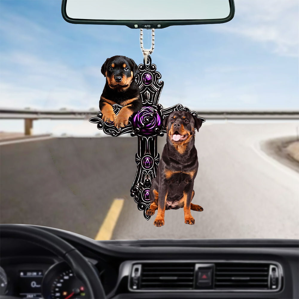 Rottweiler01 Pray For God Car Hanging Ornament