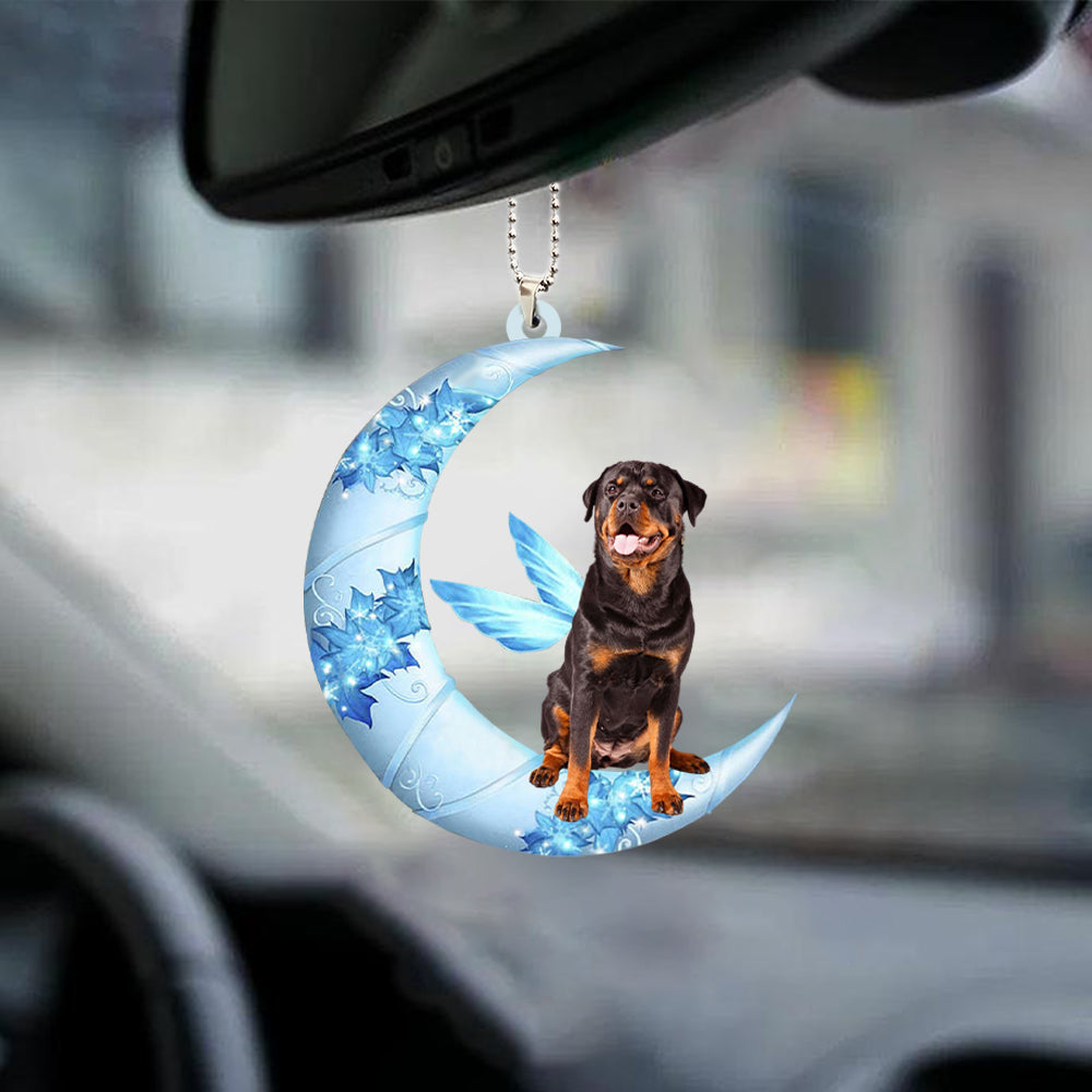 Rottweiler01 Angel From The Moon Car Hanging Ornament