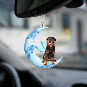 Rottweiler01 Angel From The Moon Car Hanging Ornament