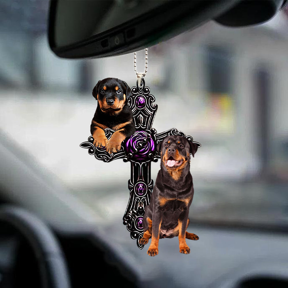 Rottweiler01 Pray For God Car Hanging Ornament