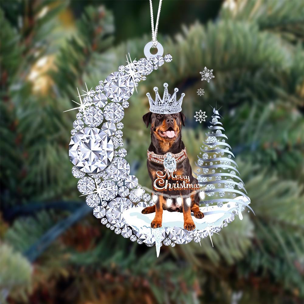 Rottweiler Diamond Moon Merry Christmas Ornament