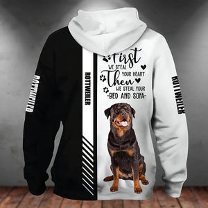 Rottweiler-First We Steal Your Heart Unisex Hoodie
