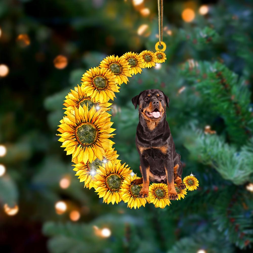 Rottweiler On Sunflower Moon Ornament