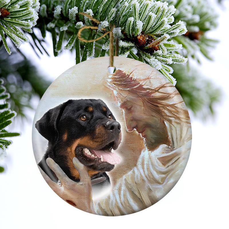 New Release -Rottweiler With God Porcelain/Ceramic Ornament