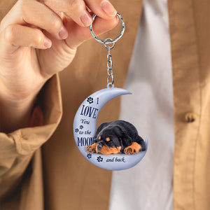 Rottweiler I Love You To The Moon And Back Flat Acrylic Keychain