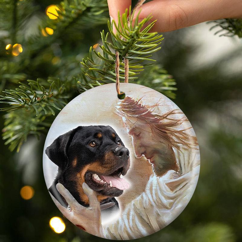New Release -Rottweiler With God Porcelain/Ceramic Ornament