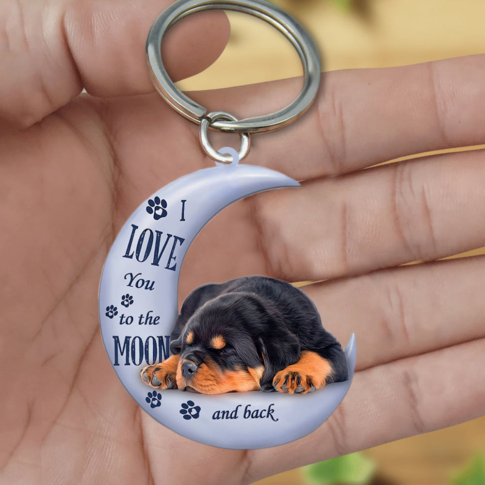 Rottweiler I Love You To The Moon And Back Flat Acrylic Keychain