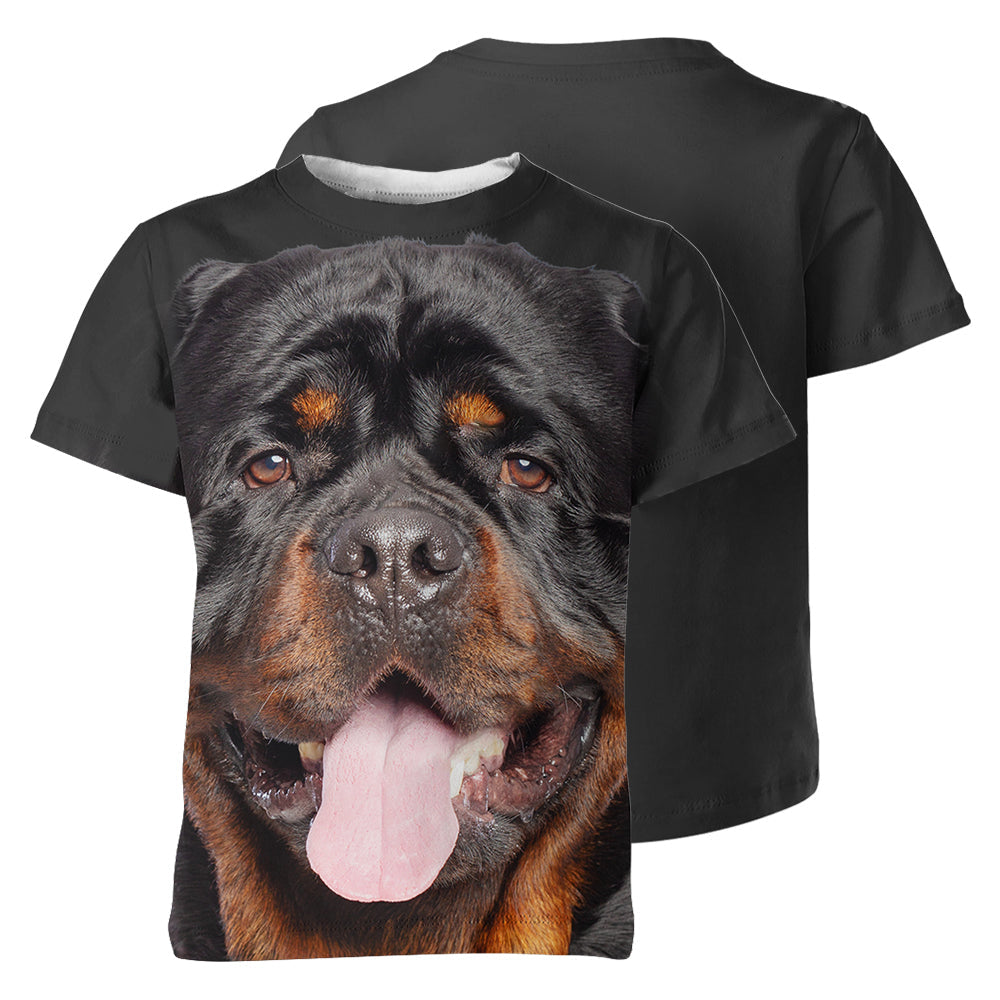 Rottweiler Smile 3D Graphic Unisex T-shirt