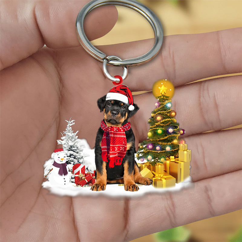 Rottweiler Early Merry Christma Acrylic Keychain