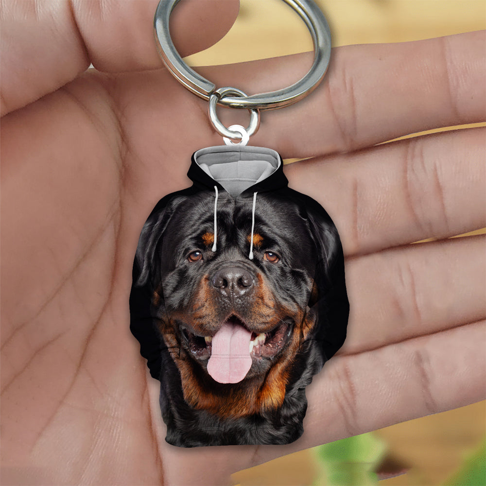 Rottweiler 3D Graphic Hoodie Acrylic Keychain