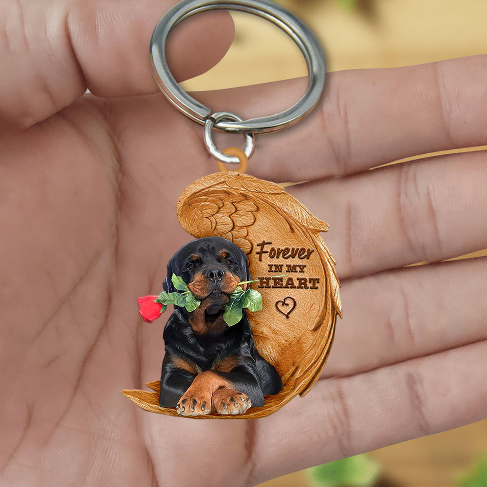 Rottweiler Forever In My Heart Flat Acrylic Keychain