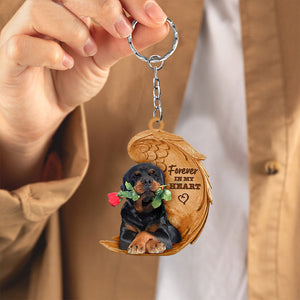 Rottweiler Forever In My Heart Flat Acrylic Keychain