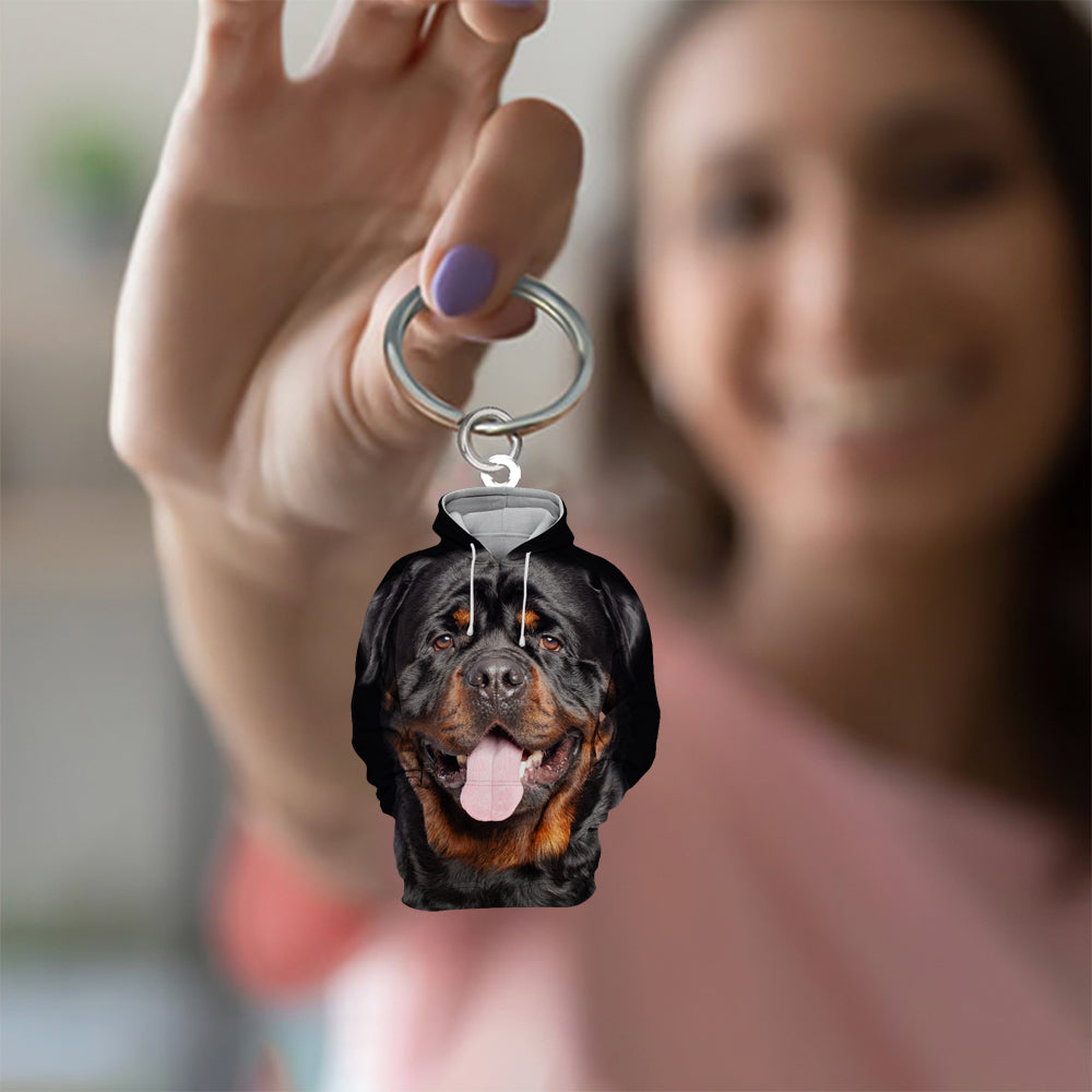 Rottweiler 3D Graphic Hoodie Acrylic Keychain