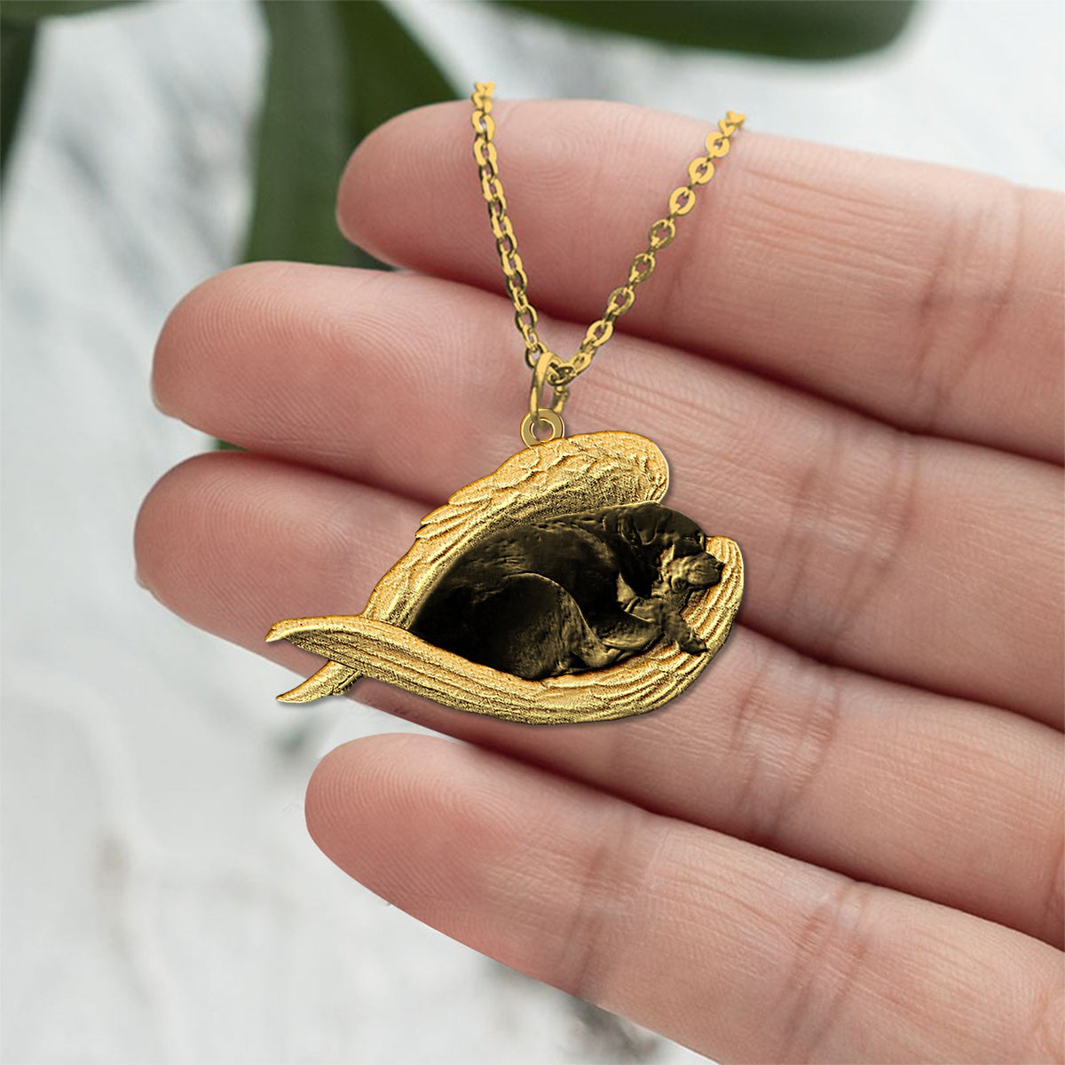 Rottweiler Sleeping Angel Necklace