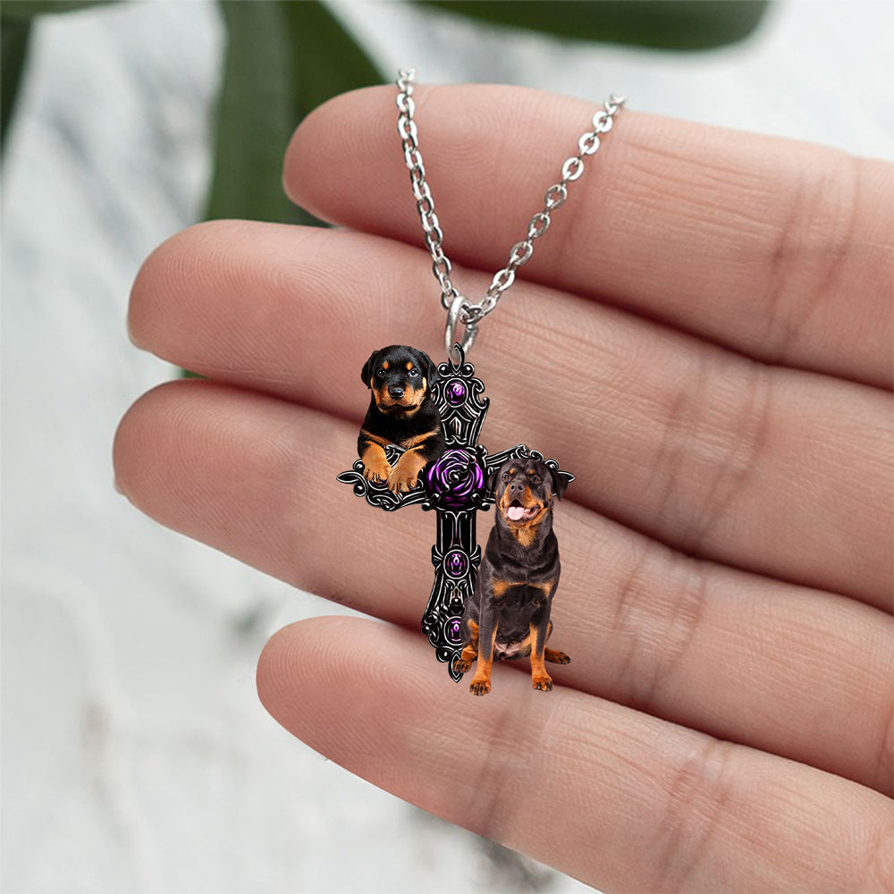 Rottweiler Pray For God Stainless Steel Necklace