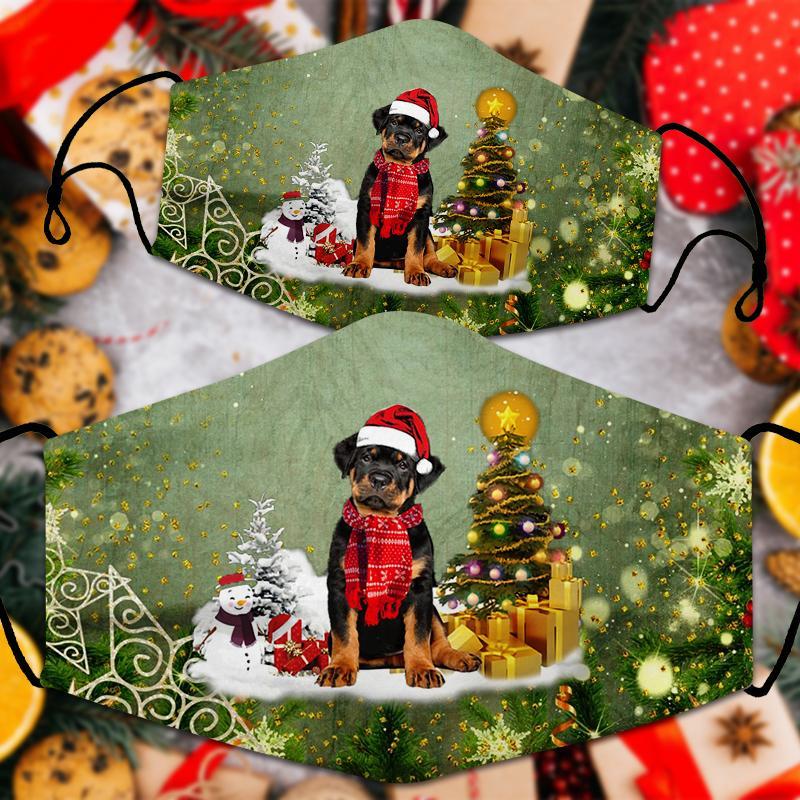 Rottweiler Merry Christmas Face Mask