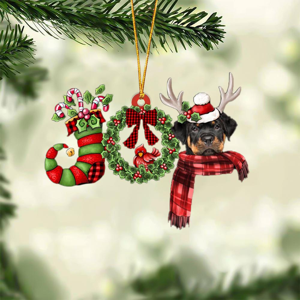 Rottweiler JOY Reindeer Hanging Ornament