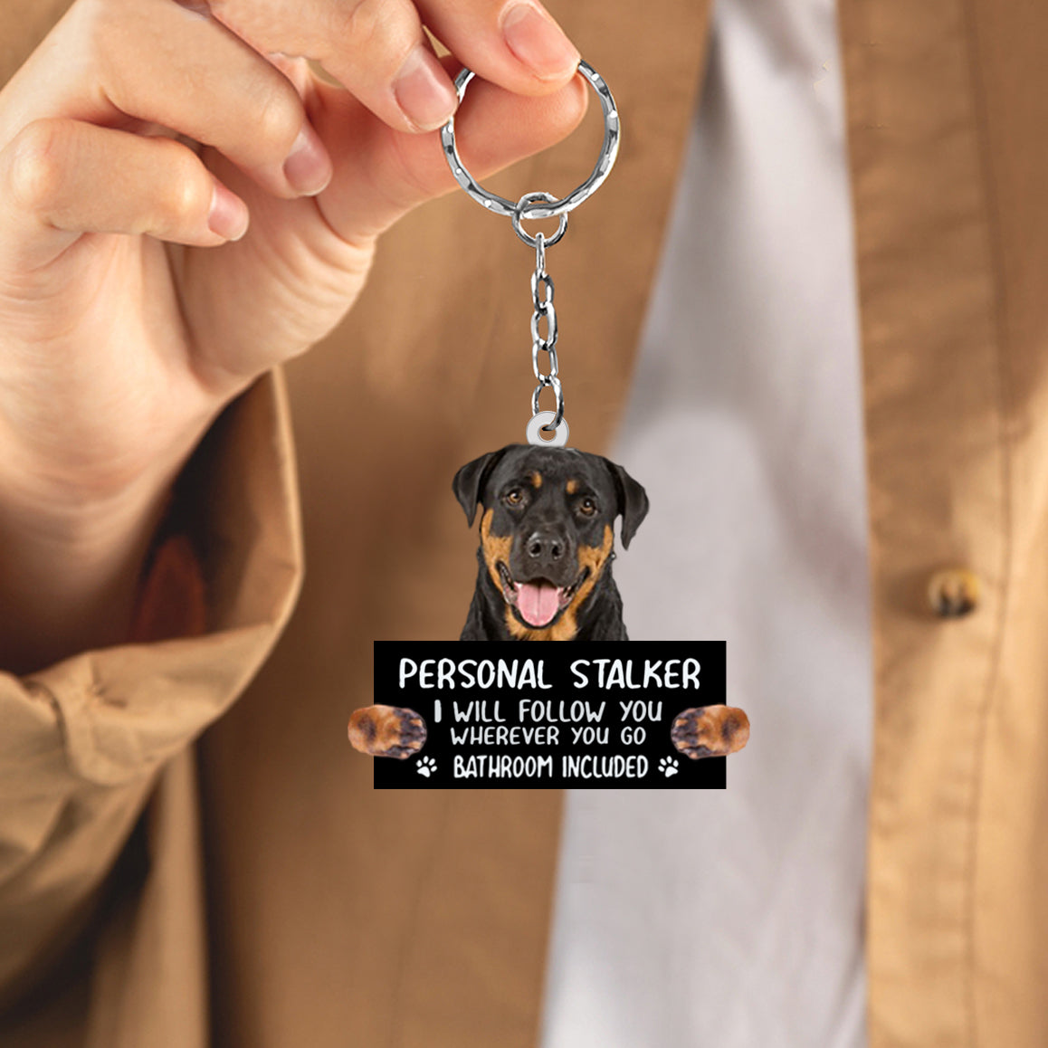 Rottweiler Personal Stalker Acrylic Keychain