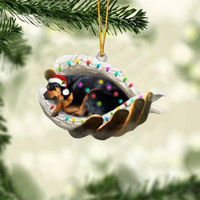 Rottweiler Sleeping Angel In God Hand Christmas Ornament