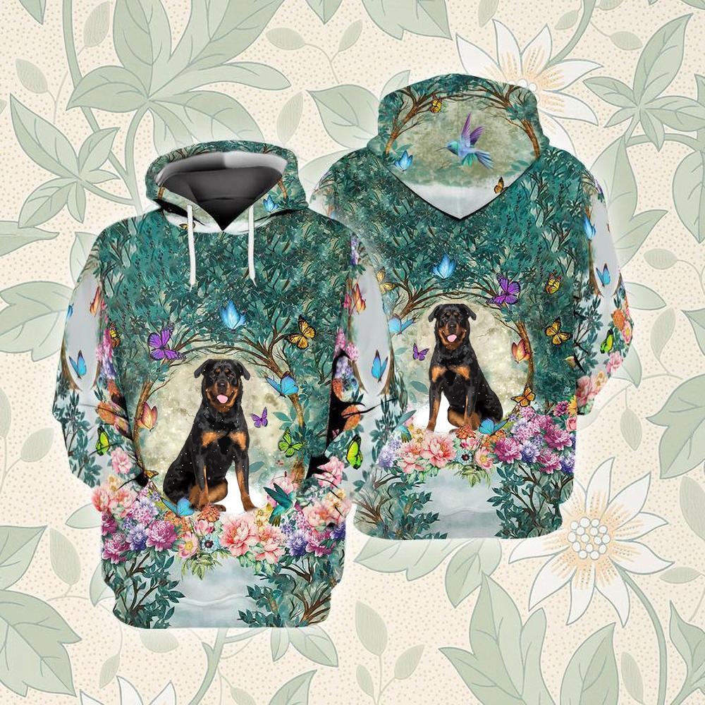 Rottweiler Among Forest Unisex Hoodie