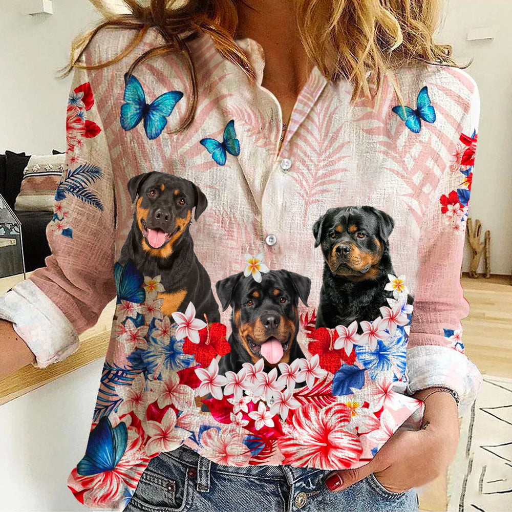 Rottweiler Floral Casual Shirt
