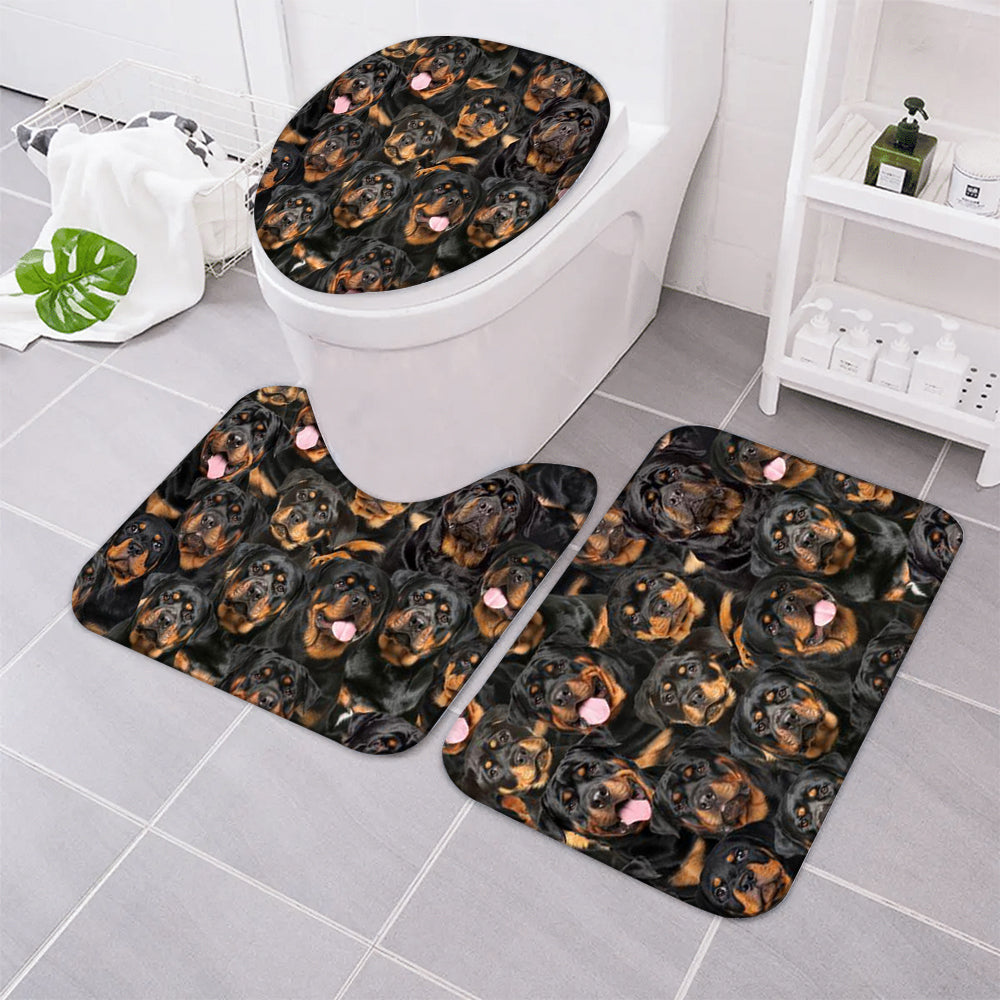 A Bunch Of Rottweilers Bathroom Mat Set