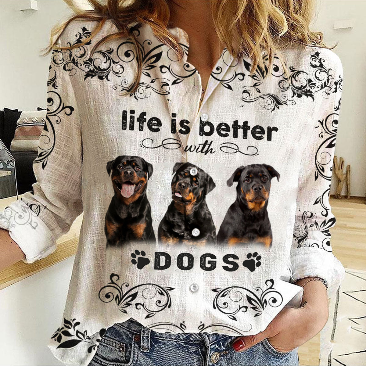 Rottweilers -- Life Is Better With Dogs Women's Long-Sleeve Shirt