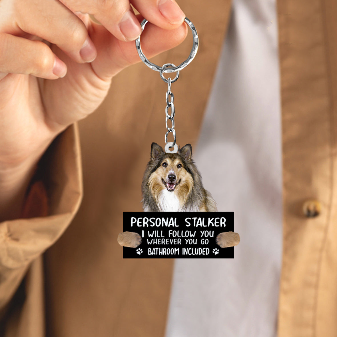 Rough Collie Personal Stalker Acrylic Keychain