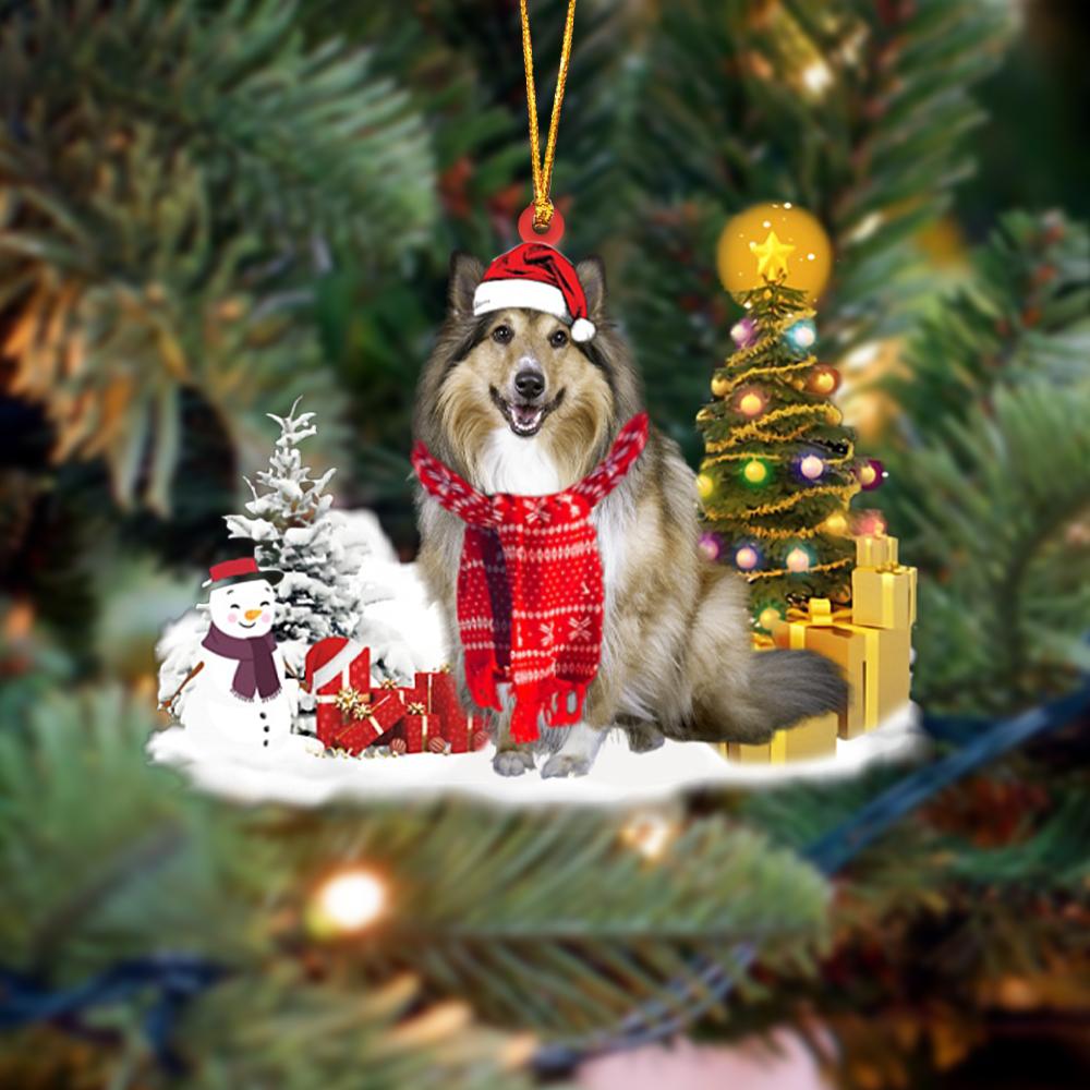 Rough Collie Christmas Ornament