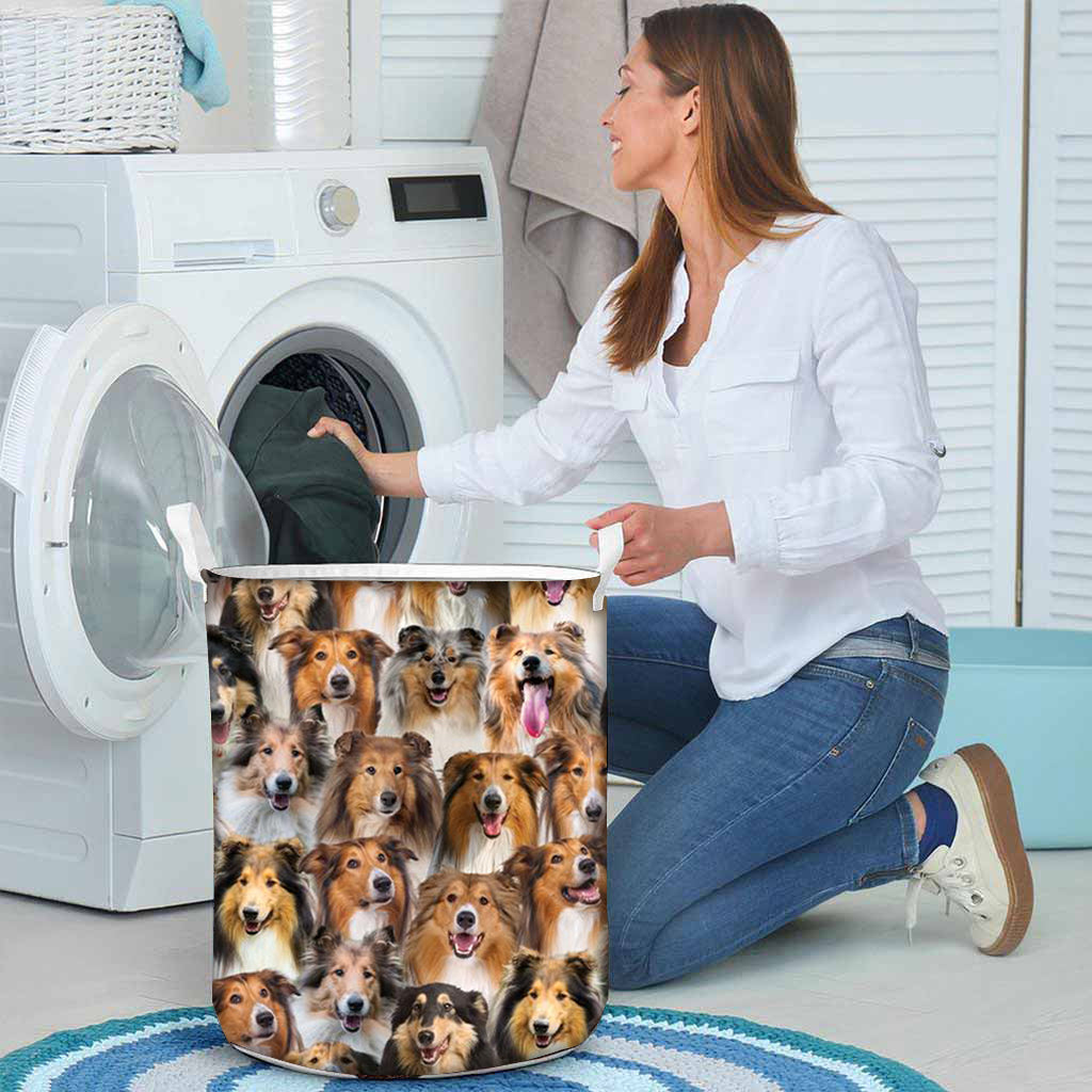 A Bunch Of Rough Collies Laundry Basket