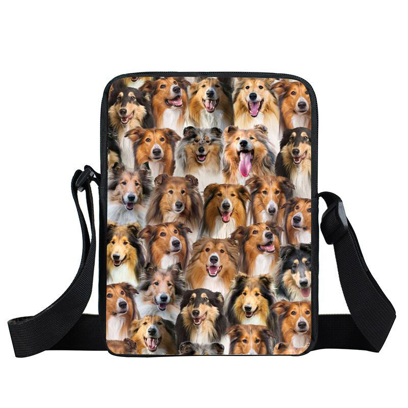 A Bunch Of Rough Collies Oxford Cloth Zipped Messenger Bag