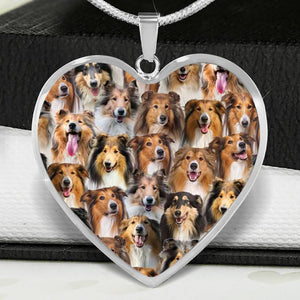 A Bunch Of Rough Collies Heart Necklace