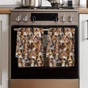 A Bunch Of Rough Collies Kitchen Towel