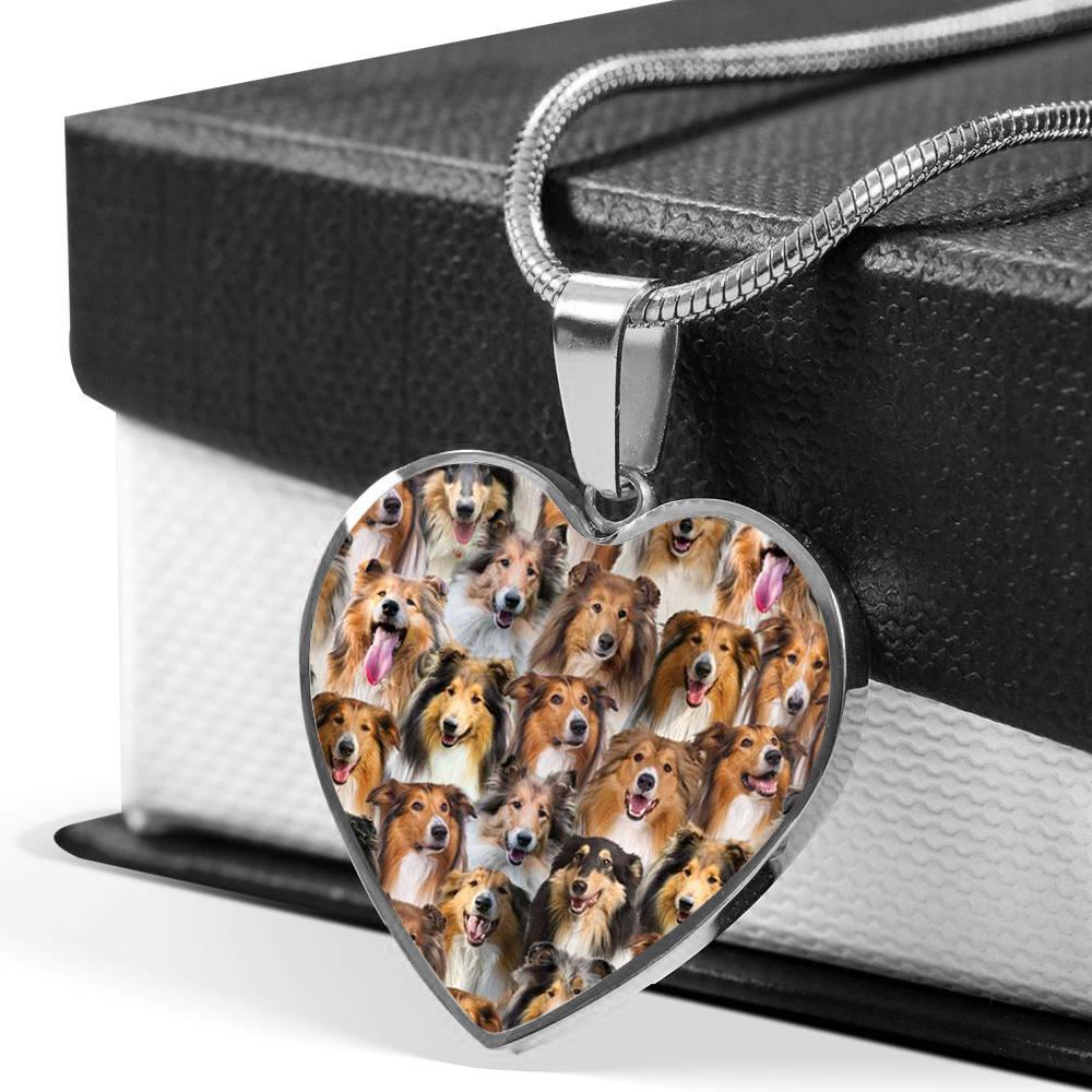 A Bunch Of Rough Collies Heart Necklace