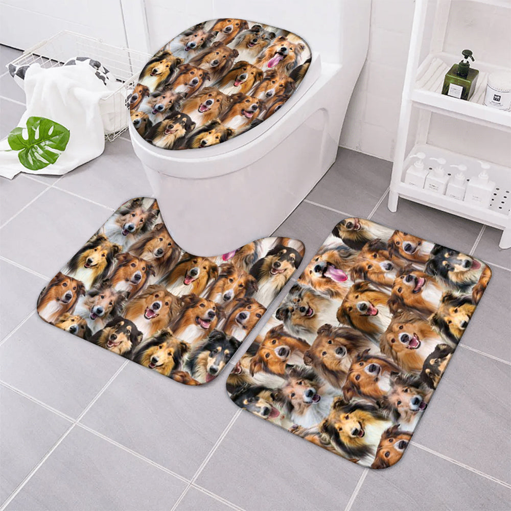 A Bunch Of Rough Collies Bathroom Mat Set