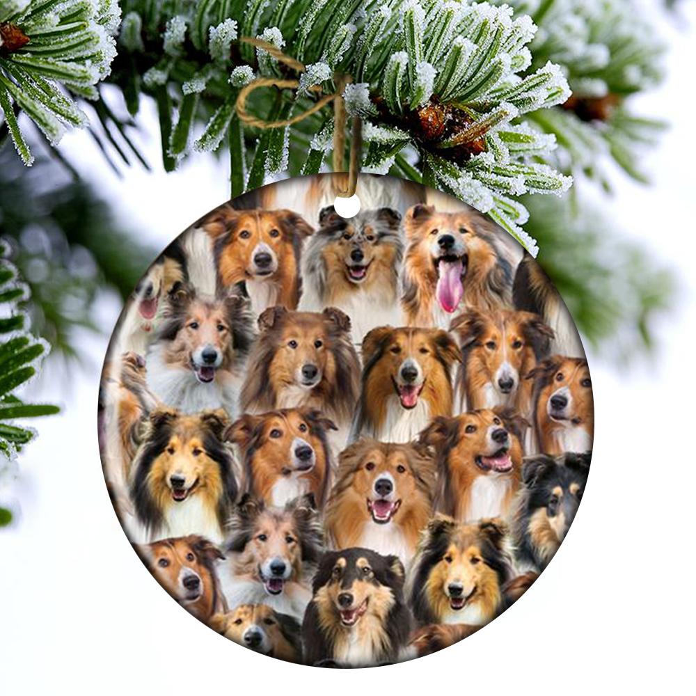 A Bunch Of Rough Collies Porcelain/Ceramic Ornament