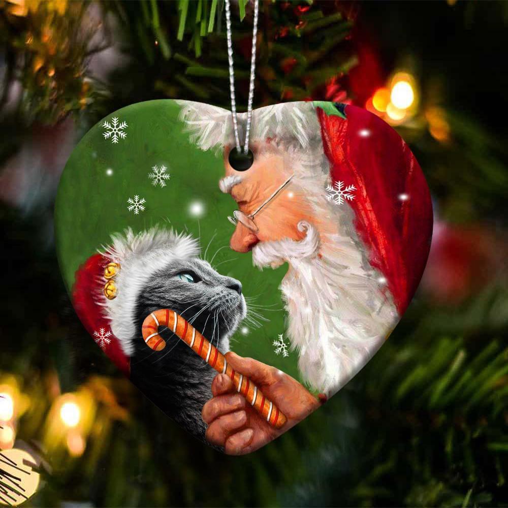 Russian Blue Cat Happy Heart Ornament For Cat Lovers