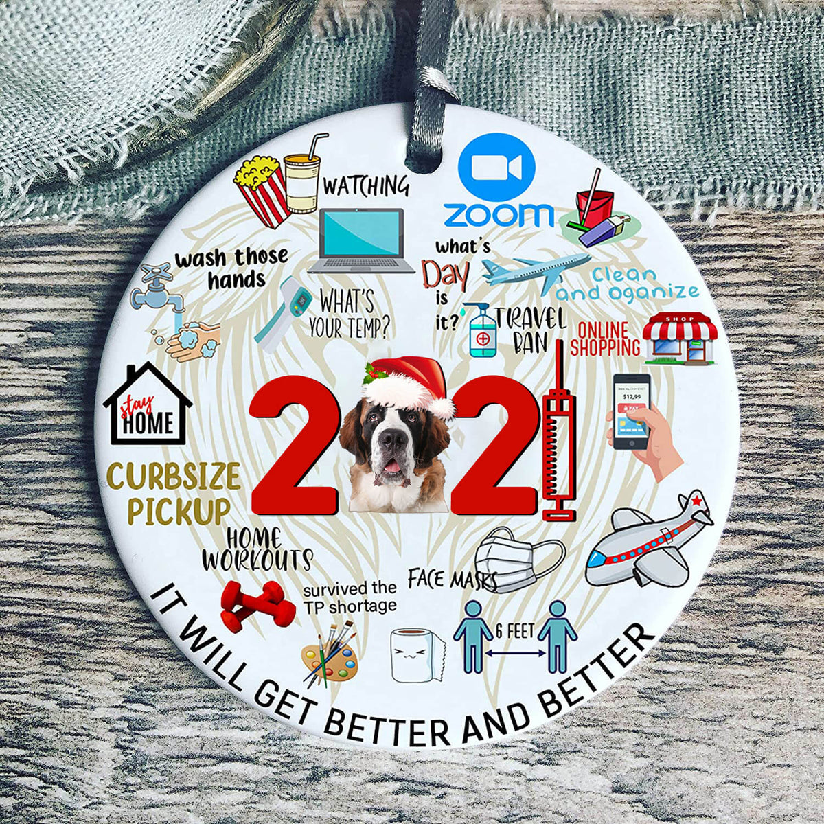 Saint Bernard Covid Commemorative Ornament 2021 Christmas Tree Ornaments