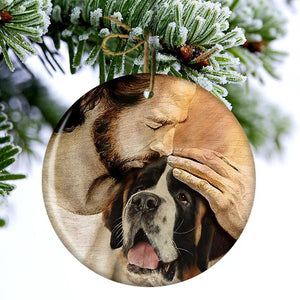 St Bernard With Jesus Porcelain/Ceramic Ornament