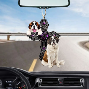 Saint Bernard00002 Pray For God Car Hanging Ornament