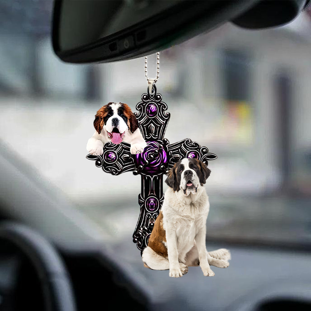 Saint Bernard00002 Pray For God Car Hanging Ornament