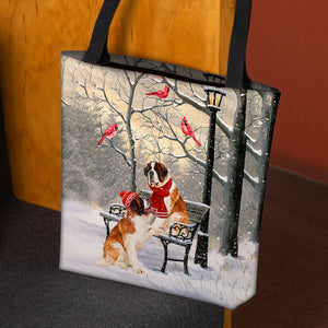 Saint Bernard Hello Christmas/Winter/New Year Tote Bag