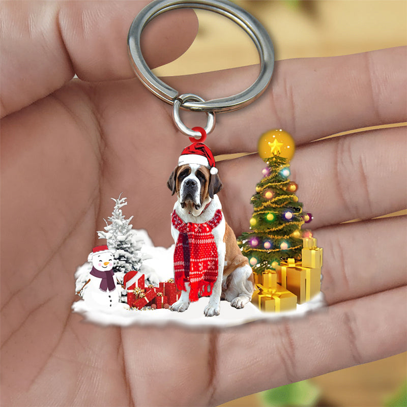 Saint Bernard Early Merry Christma Acrylic Keychain