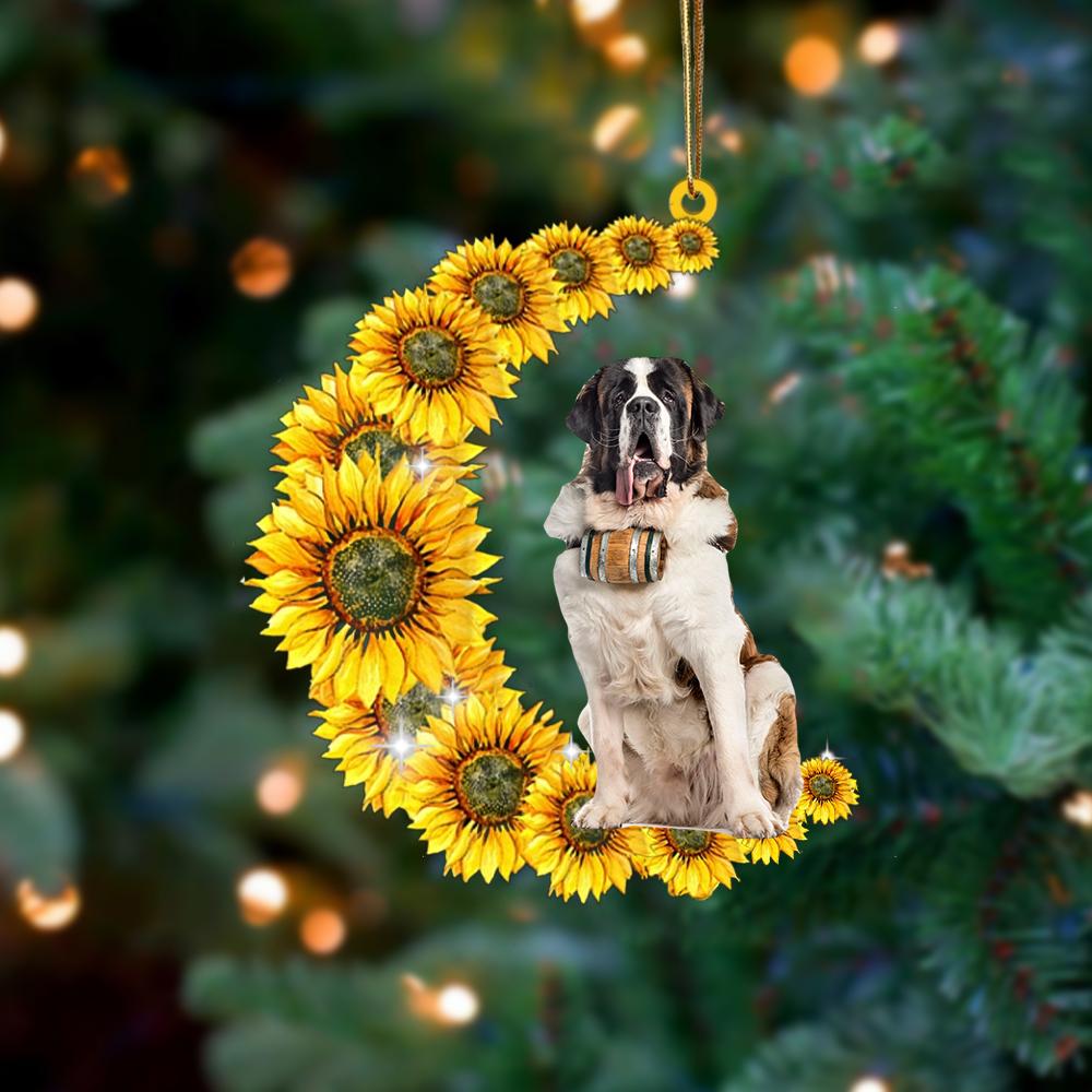 Saint Bernard On Sunflower Moon Ornament