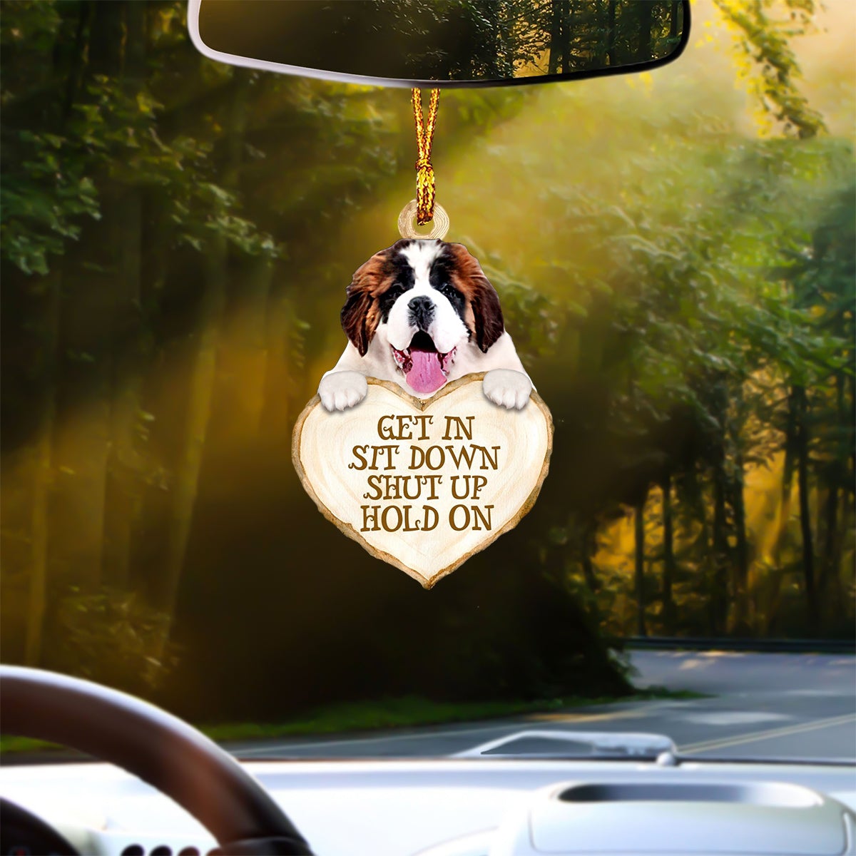 Saint Bernard Heart Shape Get In Car Hanging Ornament