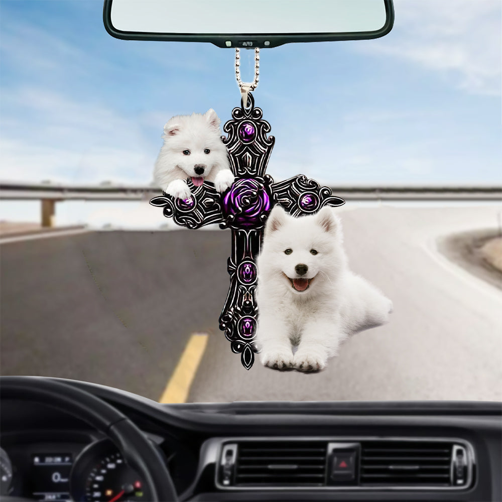 Samoyed Pray For God Car Hanging Ornament