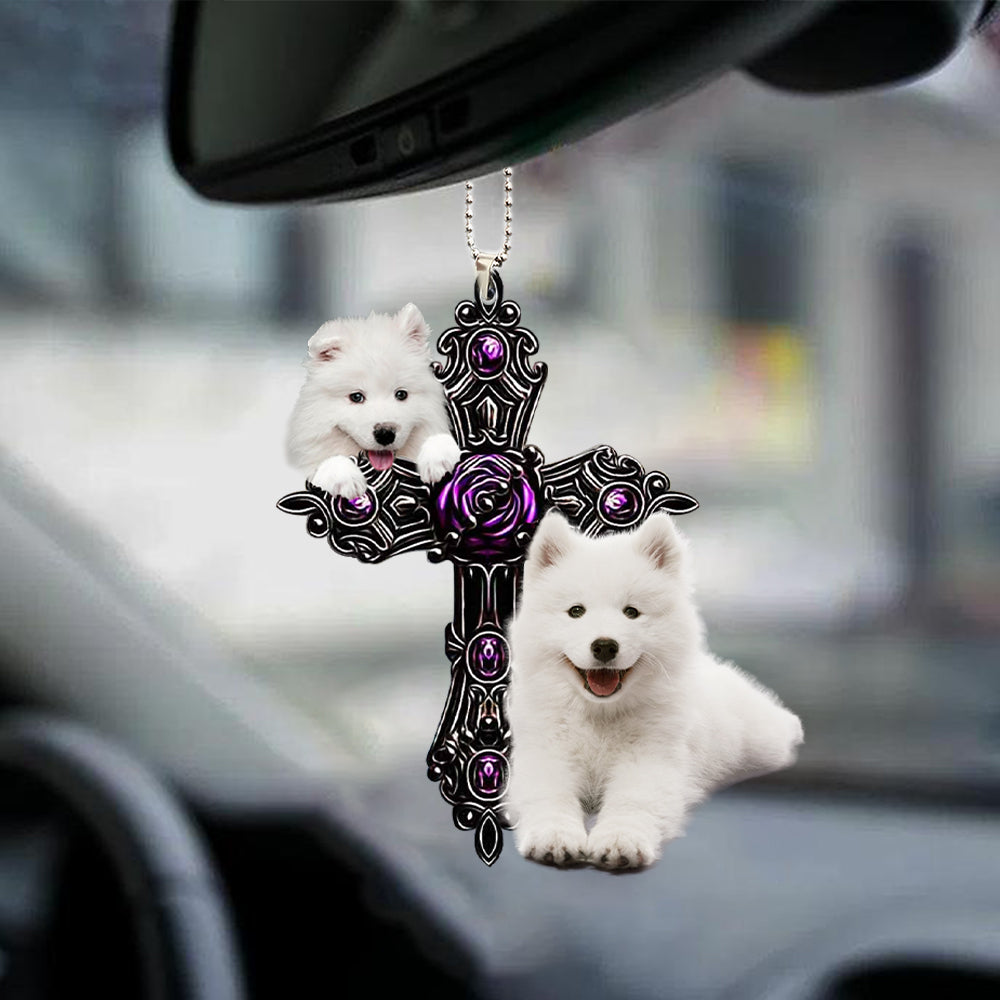 Samoyed Pray For God Car Hanging Ornament