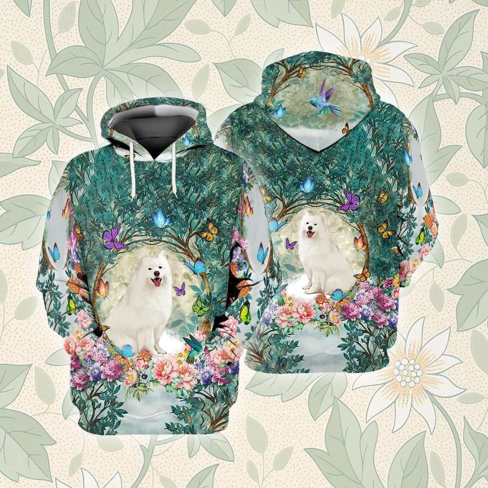 Samoyed Among Forest Unisex Hoodie