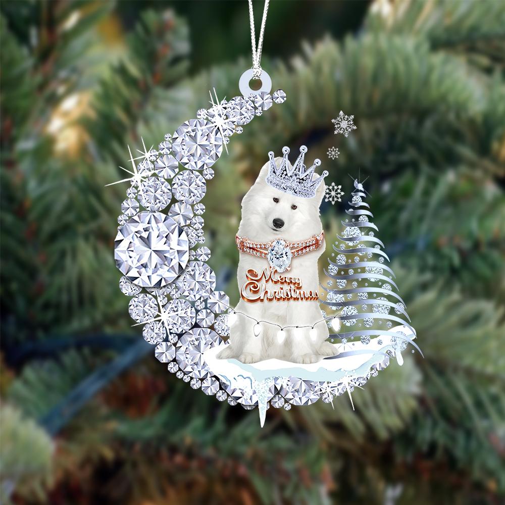 Samoyed Diamond Moon Merry Christmas Ornament